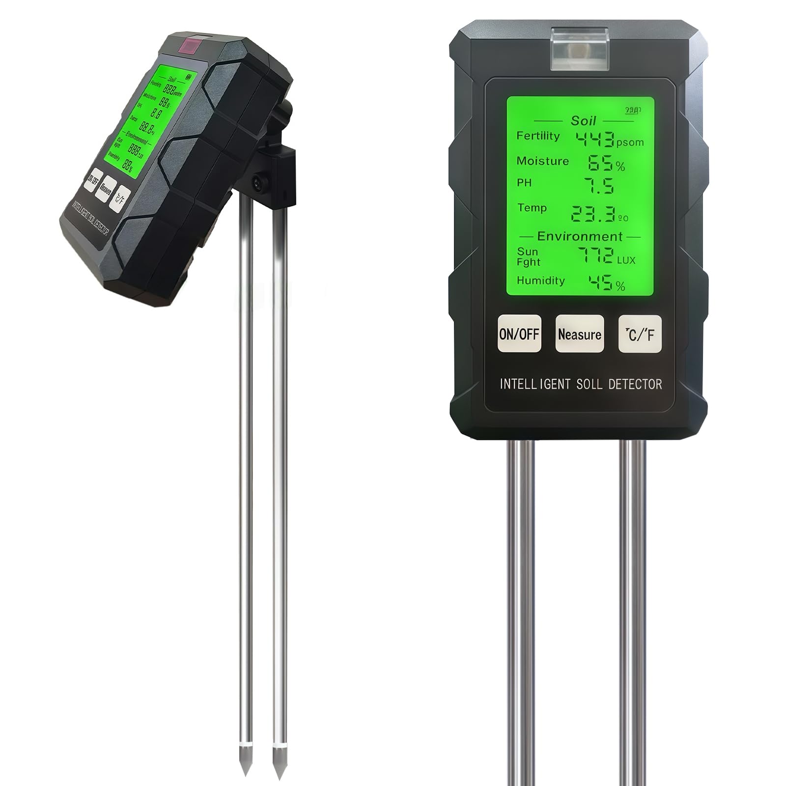 GAESHOW 6 in 1 Digital Soil Moisture Meter, Soil Tester Kit for Plants with Soil Fertility/Humidity/Ph/Temperature/Ambient Light/Ambient Humidity for Garden Lawn and Indoor Outdoor Plants