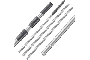 MOWEND 14 Foot Aluminum Telescopic Swimming Pool Pole - 5 Adjustable Connecting Sections, Expandable Step-Up Length - Attach Connect Skimmer Nets, Rakes, Brushes, Vacuum Heads, Maintenance