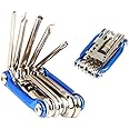 QitinDasen 11 in 1 Bike Repair Tool, Multifunction Bike Maintenance Tool, Portable Foldable Mini Bicycle Repair Tool (Blue)
