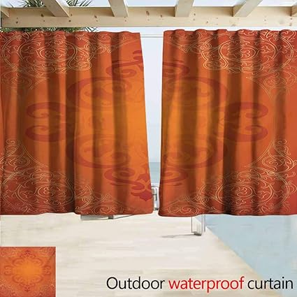 Amazon Com Docgike Orange Outdoor Curtain Royal Antique Motifs