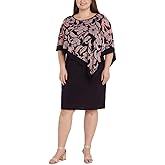 R&M Richards Womens Plus Floral Print Knee Length Sheath Dress Purple 22W