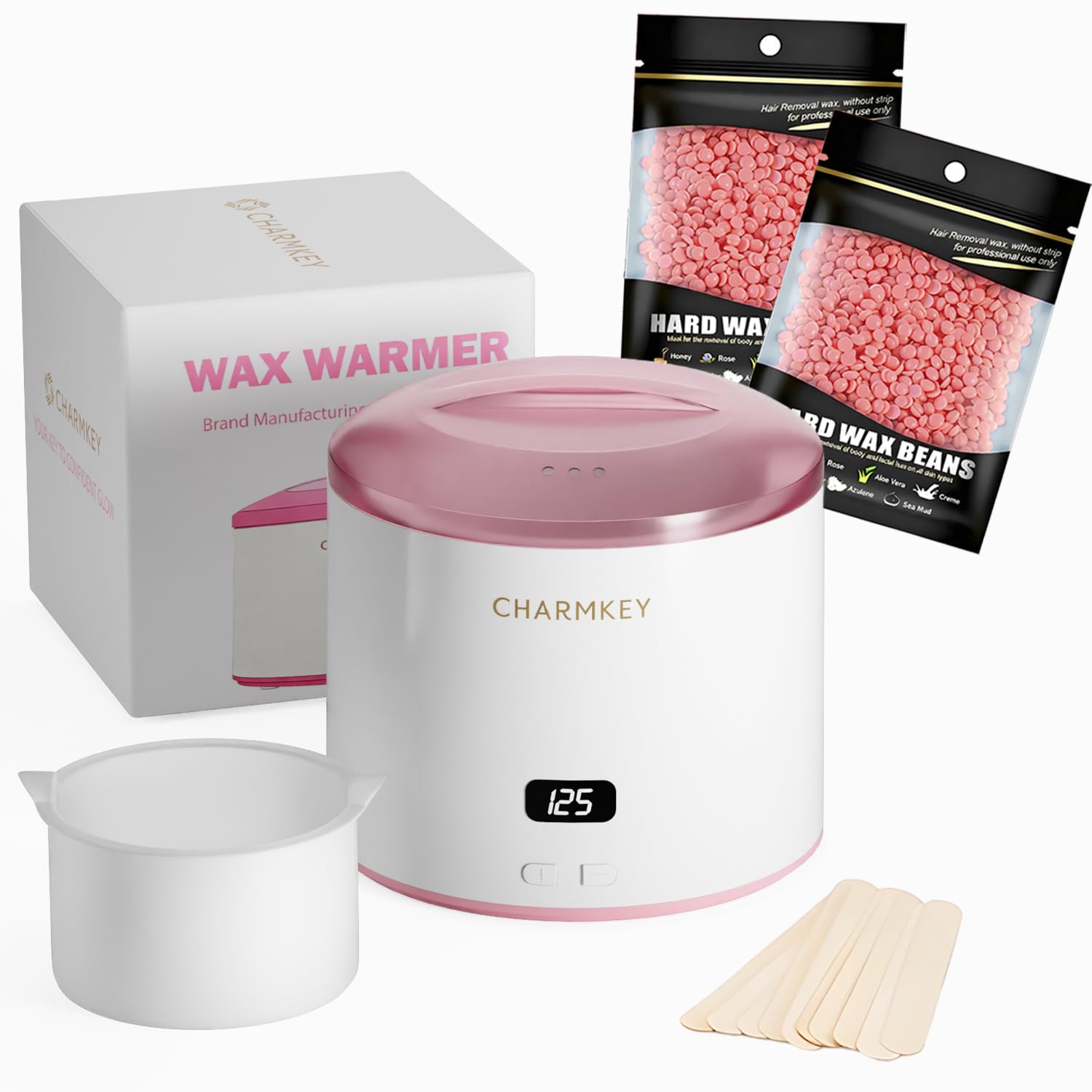 Photo 1 of ***Missing Power Cord*** CHARMKEY Hair Removal Waxing Kit for Women, Digital Display Wax Warmer for Face, Eyebrow, Bikini, Body, Wax Machine with 200g Hard Wax Beads, Waxing Heater with 16.9oz Silicone Bowl at Home