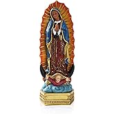 Lependor Our Lady of Guadalupe The Blessed Virgin Mary Resin Statue Sculpture, The Blessed Mother of The Immaculate Comception Home Madonna Figurine - Colored Our Lady