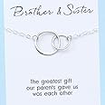 Brother & Sister Necklace • Sterling Silver • Two Connected Circles • Personalized Custom Card • Love and Friendship • Classi