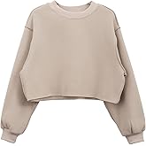 Amazhiyu Women Cropped Sweatshirt Long Sleeves Pullover Fleece Crop Tops