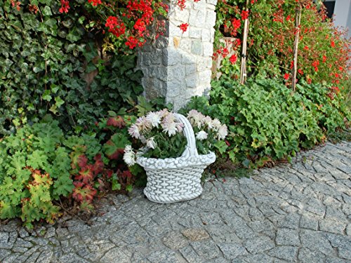 gartendekoparadies.de Hübscher Topf als Blumenkorb Pflanzgefäß aus Steinguss, H. 40 cm, 5 Liter, 15 kg, Grau, frostsicher für Außenbereich – Bild 5