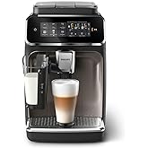 Philips 3300-Series Fully Automatic Espresso Machine - 6 Drinks, Modern Colour Touch Screen, LatteGo Milking System, SilentBrew, 100% Ceramic Grinder, AquaClean Filter. Black Chrome (EP3347/90) (Renewed)