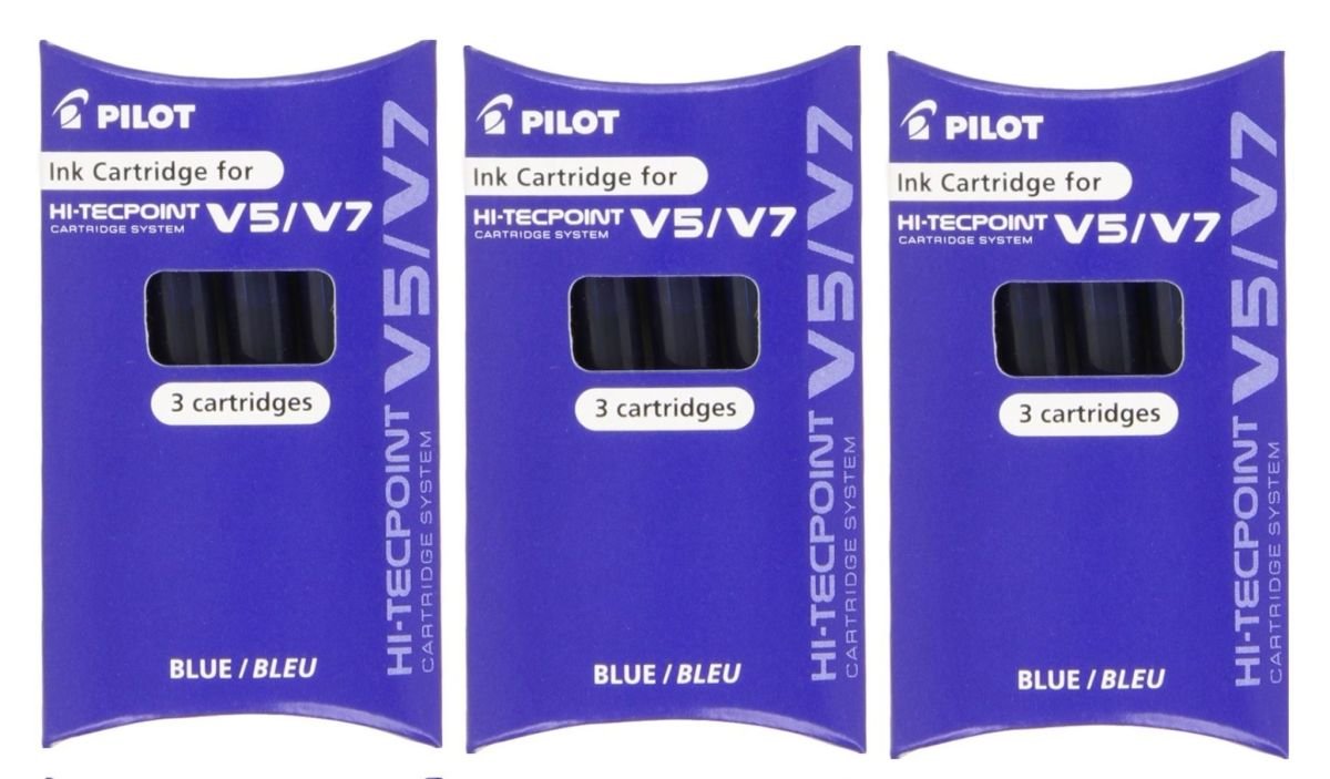 Pilot Bxc V5 V7 Blue Refill Replacment Spare Ink Cartridges For Hi Tecpoint V5 V7 Cartridge System Rollerball Pen Refillable Liquid Ink Pack Of 3 9 Cartridges Buy Online In Dominica