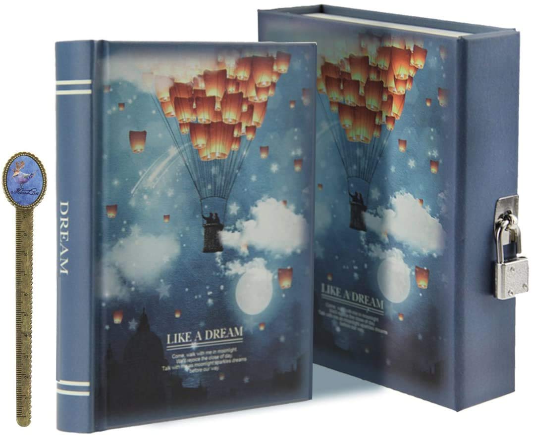 IPENNY A5 Vintage Leather Journal with Combination Lock Digital Password Journal with Bookmark Pen Loop Retro Privacy Notebook Writing Travel Diary Locking Journal, 100 Sheets