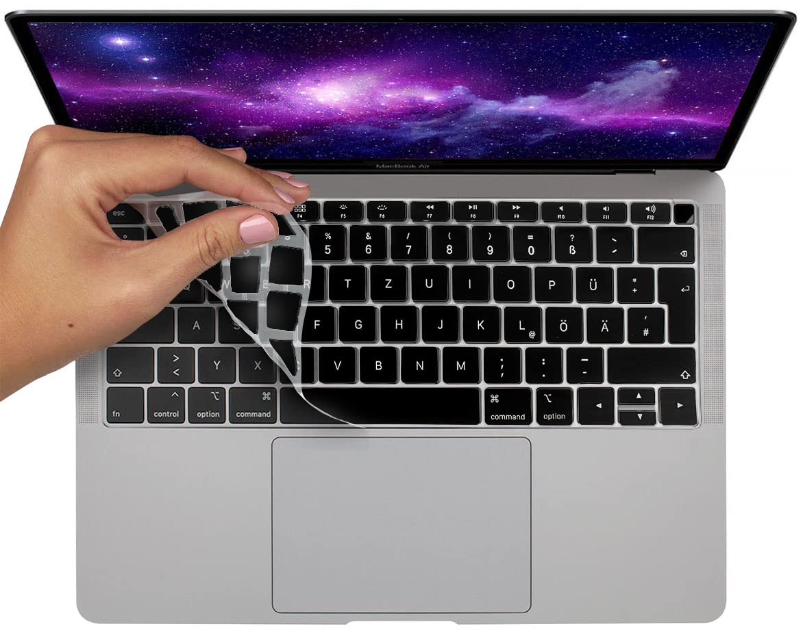 MyGadget Keyboard Cover for Apple MacBook Air 13 inch - Ultra Thin Silicone Protector QWERTZ [German] - Protective Skin Slim Cover Film Black
