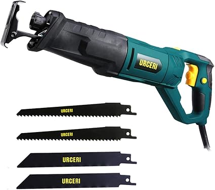 Scie Sabre 850w 2800spm Urceri Scie Alternative Scie Egoine Avec 4 Lames Poignees Orientables Led L Interrupteur De Verrouillage De Vitesse Scie Electrique Bois Pour Bois Metal Plastique 115mm 20mm Amazon Fr Bricolage