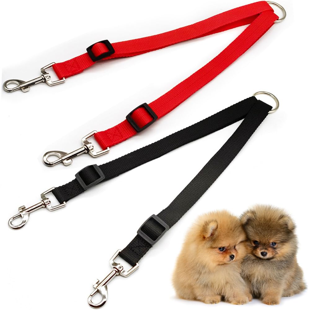 2 Pcs Double Pet Trainer Lead Double Dog Distributor Lead Nylon Dog Leash Coupler for Walking 2 Small and Medium Dogs