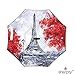 Sharpty Inverted Umbrella for Women - Windproof & Reverse - Easy to Open and Close - Upside Down & C-Shaped Handle - Rain & Wind Resistant - For Travel - Eiffel Tower