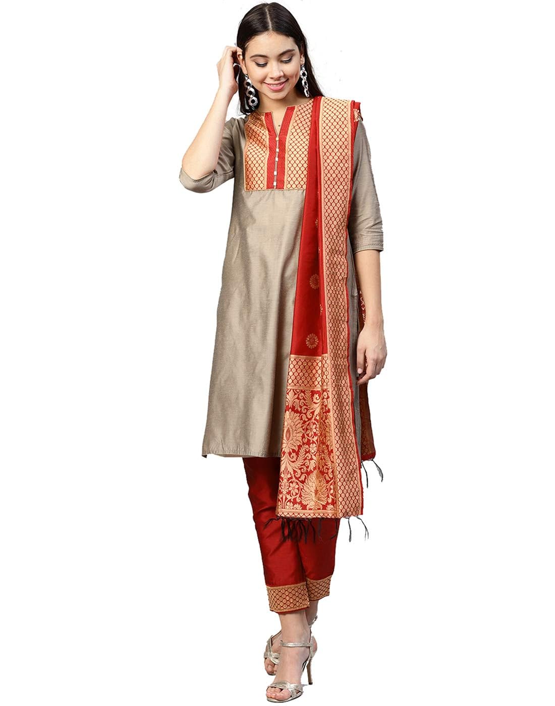 Buy Jaipur Kurti Women's Silk Straight Kurta at Amazon.in