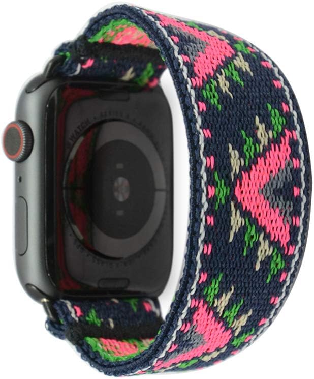 Tefeca Pink V Pattern Stretch Elastic Compatible/Replacement Band for Apple Watch