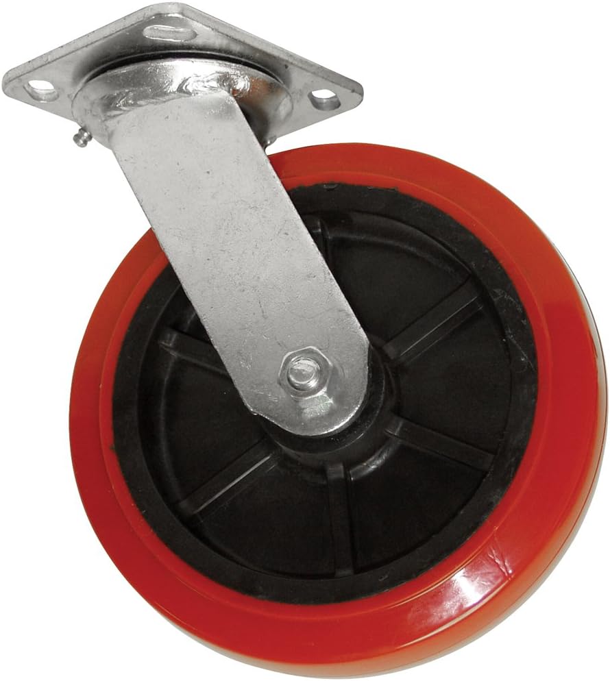 Polyurethane Caster Wheel with Swiveling Top Plate - 6-Inch - 800 lb. Load Capacity - for Use on Hard Surfaces such as Concrete