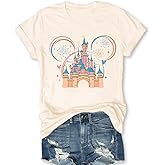 onivison Magical Shirt for Women Magic Kingdom Castle Tshirt Women Casual Vacation Holiday Short Sleeve Tee Top