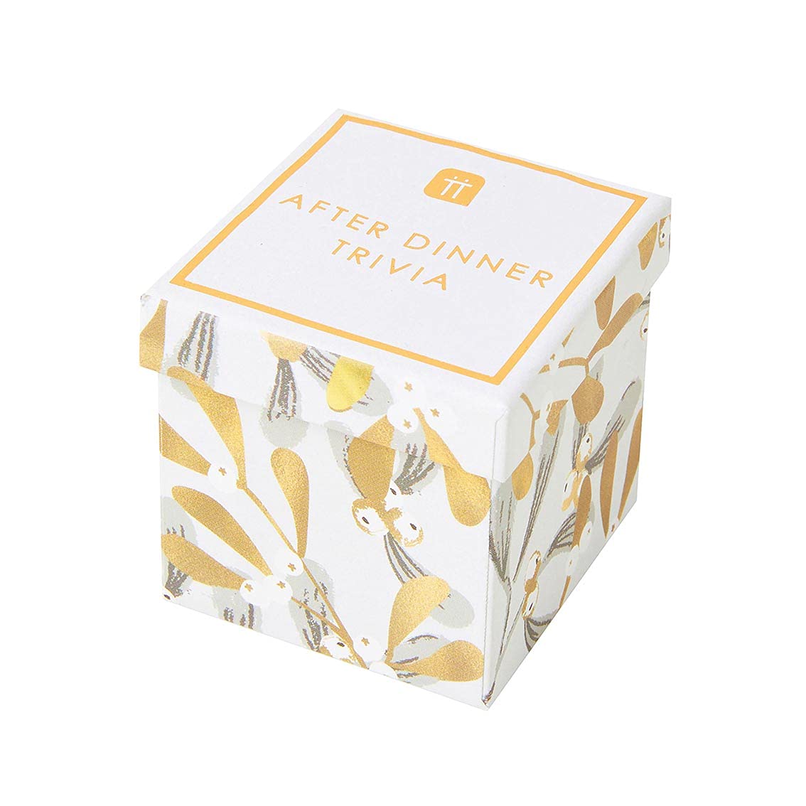 Talking Tables Christmas Trivia Quiz Questions & Charades Cards | After Dinner Table Game in Mistletoe Box | Xmas Gifts for Him or Her, Stocking Filler, BC-MIST-TRIVIA, Gold