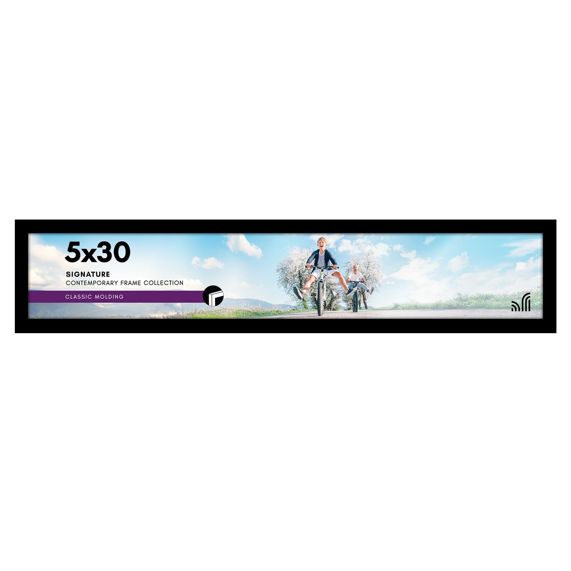 Americanflat 5x30 Picture Frame with Polished Plexiglass - Signature Collection - Gallery-Style Frames Made of Engineered Wood - Photo Frame for Wall Display - Black Image