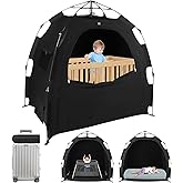 Blackout Tent for Pack N Play: Portable Baby Sleep Pod with 1-Click Setup, Mini Crib Cover with Monitor and Fan Pouches, Blocks 95% of Light, Travel Crib Canopy
