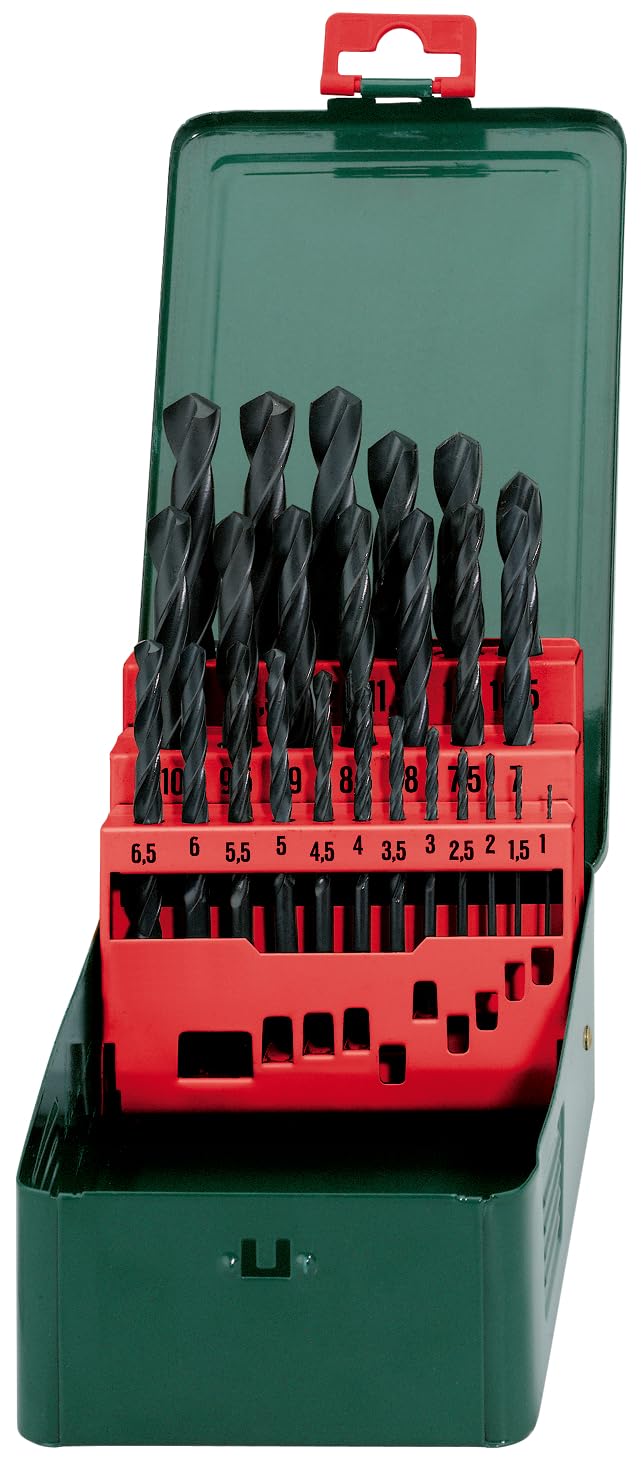 Metabo 627152000 HSS-R Twist Drills, 0 V, Green, Set of 25 Piece