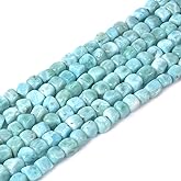 Natural Blue Larimar Cube Pebble Freeform Loose Beads 16 Inch for DIY Jewelry Making Beads