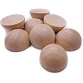 Unfinished Split Wood Balls 20 Pcs 2 Inch Diameters Half Wooden Balls Mini Hemisphere Half Craft Balls for DIY Projects Kids Arts and Craft Supplies
