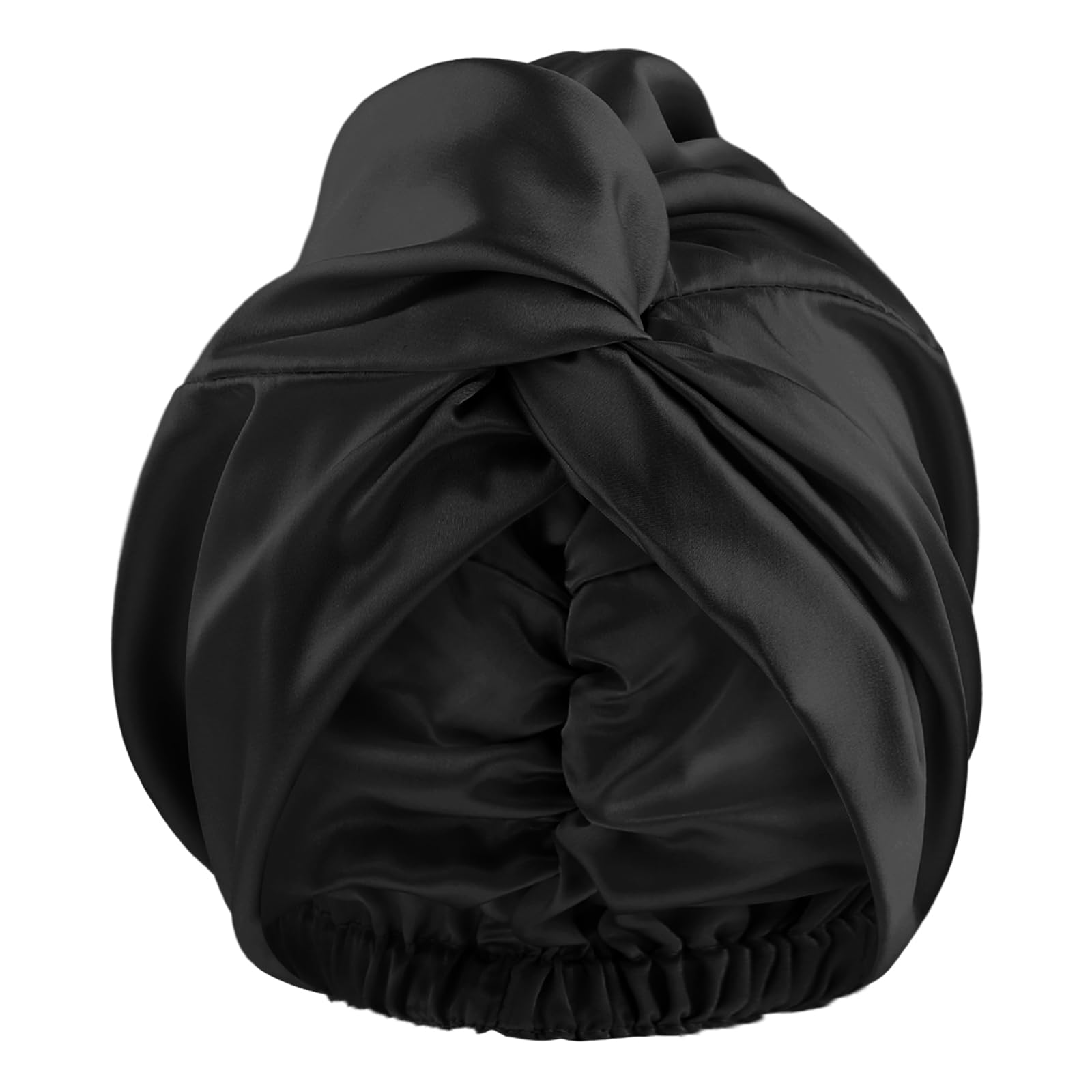 Silk Bonnet for Sleeping Women Double Layer Soft Satin Bonnet Night Wrap Sleep Cap Turbans Head Wraps for Women Men Large Long Curly Straight Natural Hair Braid(Black)