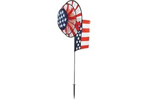 In the Breeze 2884 USA Dual Wheel Wind Spinner with Garden Flag