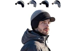 2026 New Windproof Thermal Cap with Visor,Winter Knitted Earflap Hat,Ultimate Cold Protection Men's Thermal Beanie