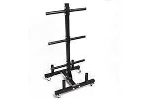Bumper Plate Weight Tree and Bar Holder 2.0 [Bells of Steel] Bumper Plate Storage Rack | Weight Tree with 4 Barbell Bar Holde
