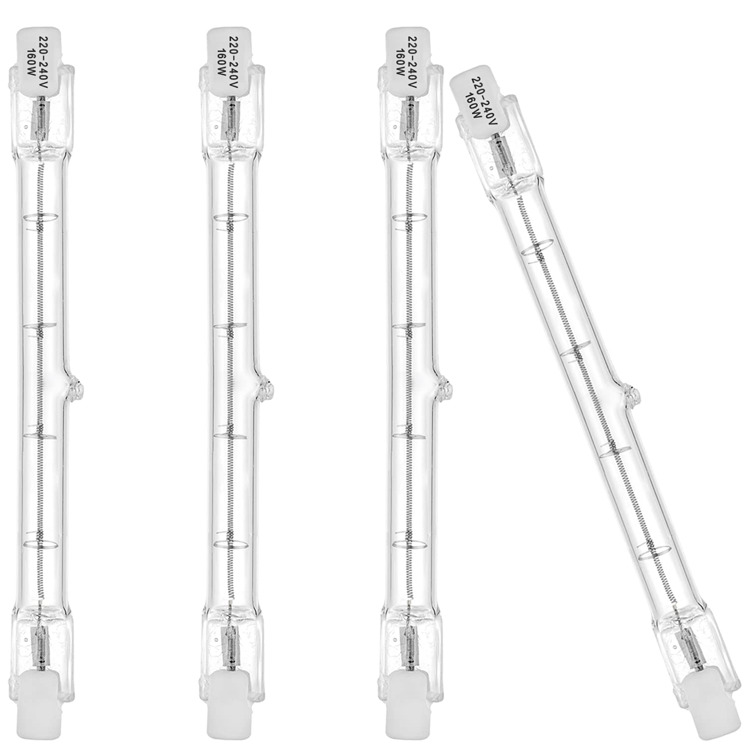 EKSAVE R7s Linear Halogen Floodlight 160W J118 Security Light Bulb 118MM 2100lm Warm White 2700K Dimmable, Pack of 4