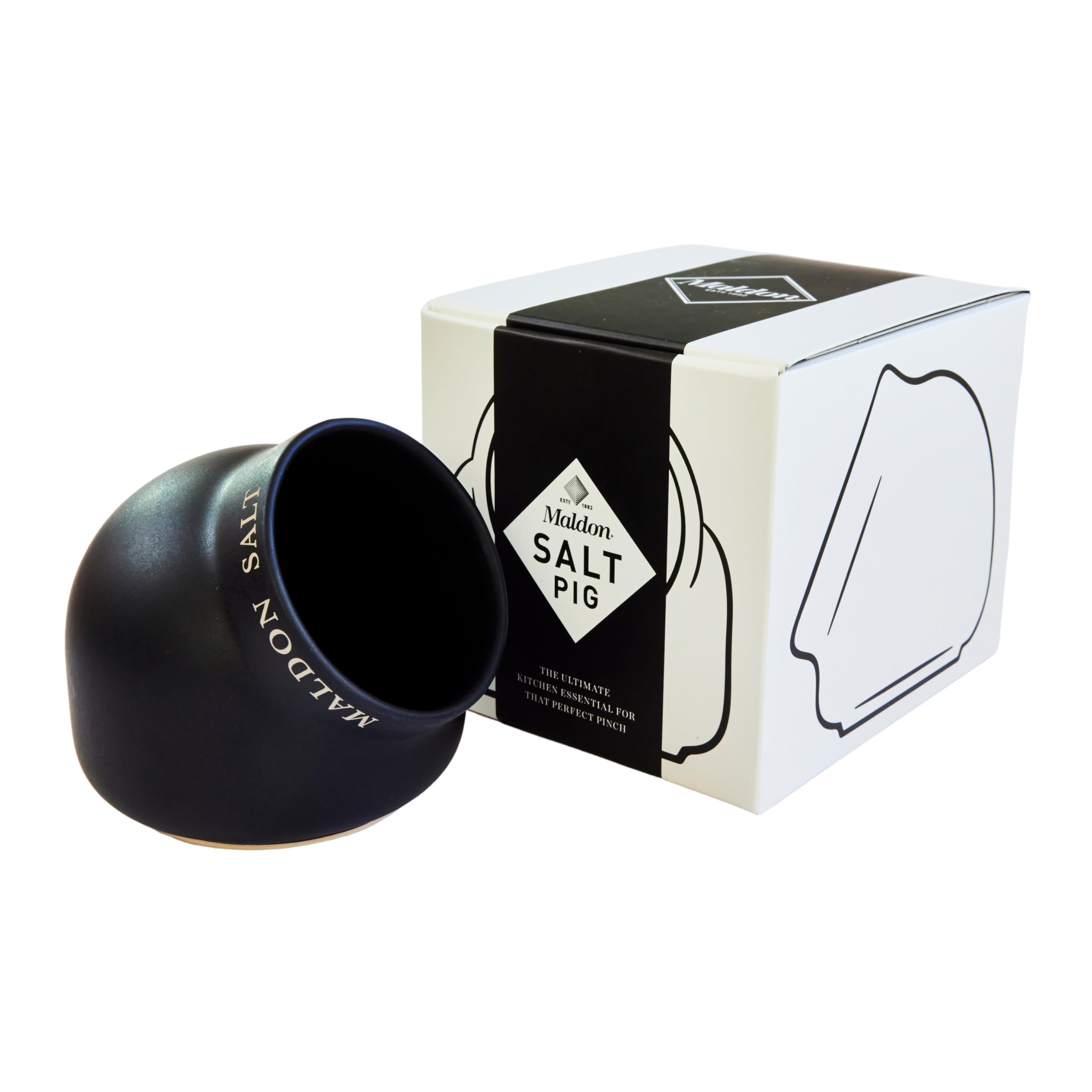 Maldon Salt - Ceramic Salt Pig | Made of Quality Ceramic with a Classic Design | Perfect Addition to The Kitchen or Dining Room | Black