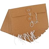 FUNOMOCYA 20pcs Kraft String Envelope File Folder Storage Envelopes with String Tie Document Organizers for Letters Files Invitations Office