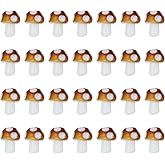 PATIKIL 0.6" x 0.5" Cute Mushroom Beads, 28 Pcs Small Glass Beads Bulk Glass Mushroom for DIY Craft Bracelet Necklace Earring Jewelry Making, Brown