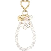 SELOVO Initial Keychain Love You Flower Simulated Pearl Keychain Wistlet for Women Cute Pink Letter Keyring