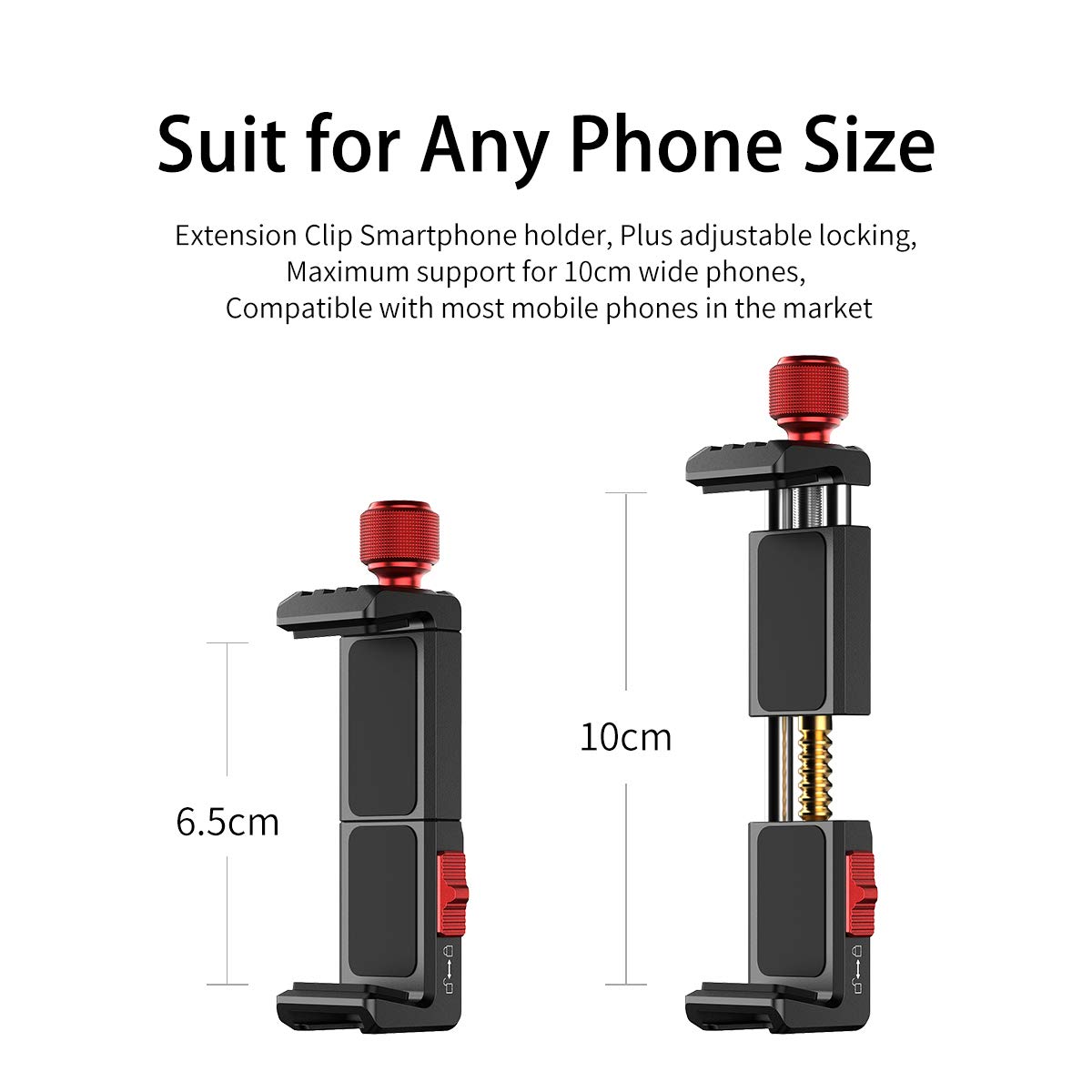 Cell Phone Tripod Mount, ULANZI ST-14 Smartphone Tripod Mount Adapter Aluminum with Cold Shoe, 360° Cell Phone Stand Holder Clamp for iPhone16 15 14 13 12 11 Max Pro iPhone X XR Xs 6 7 Plus