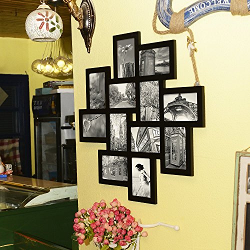 Adeco [PF0206] Decorative Black Wood Wall Hanging Collage Picture Photo