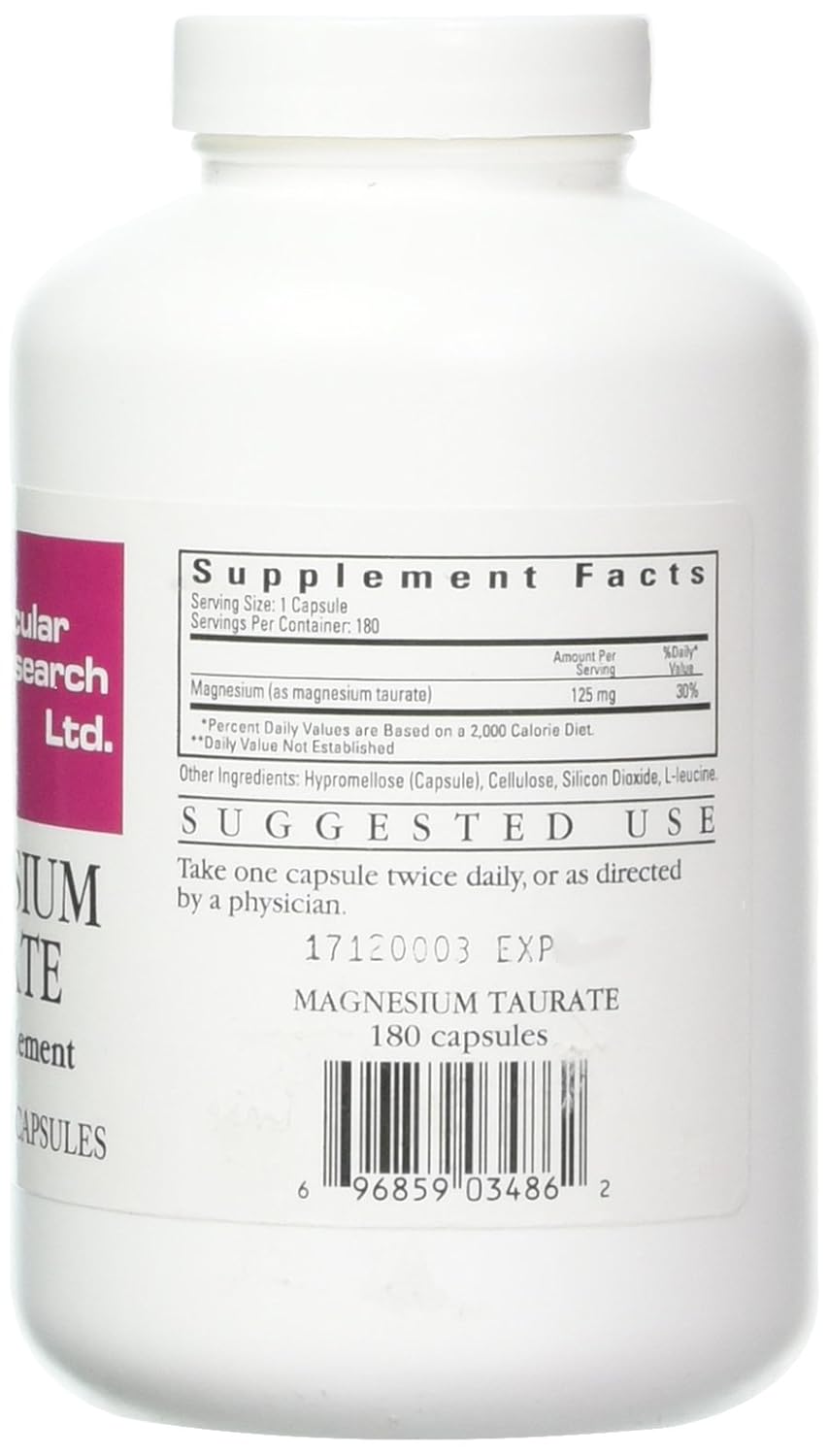 Magnesium Taurate Capsule, 125 mg, 180 Count eBay