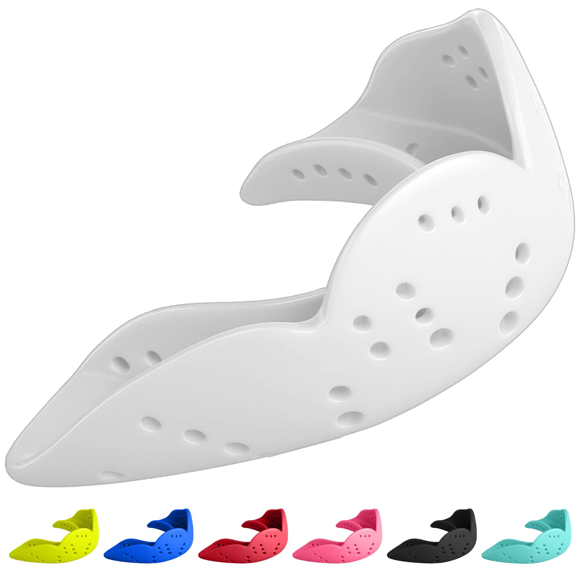 SISU Mouth Guard Aero - Snow White - Ultra Slim Gumshield for Adults & Kids - Custom Fit Rugby Gum Shield- A Remouldable Sports Mouthguard for Boxing, MMA, Hockey - Large (Over 6' Tall)