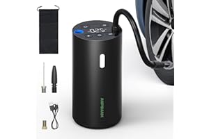 Tire Inflator Portable Air Compressor, AMPBANK AT004 Smart Air Pump for Car Tires, Auto Tire Inflator 150PSI with Pressure Gauge & LED Screen, 2X Faster Air Compressor for Car, Motorcycle, Bike, Ball