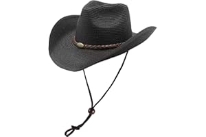 MIVBUKS Straw Cowgirl Hat for Women Cowboy Hats for Men Wide Brim Sun Hat Shapeable Western Hat Beach Hat