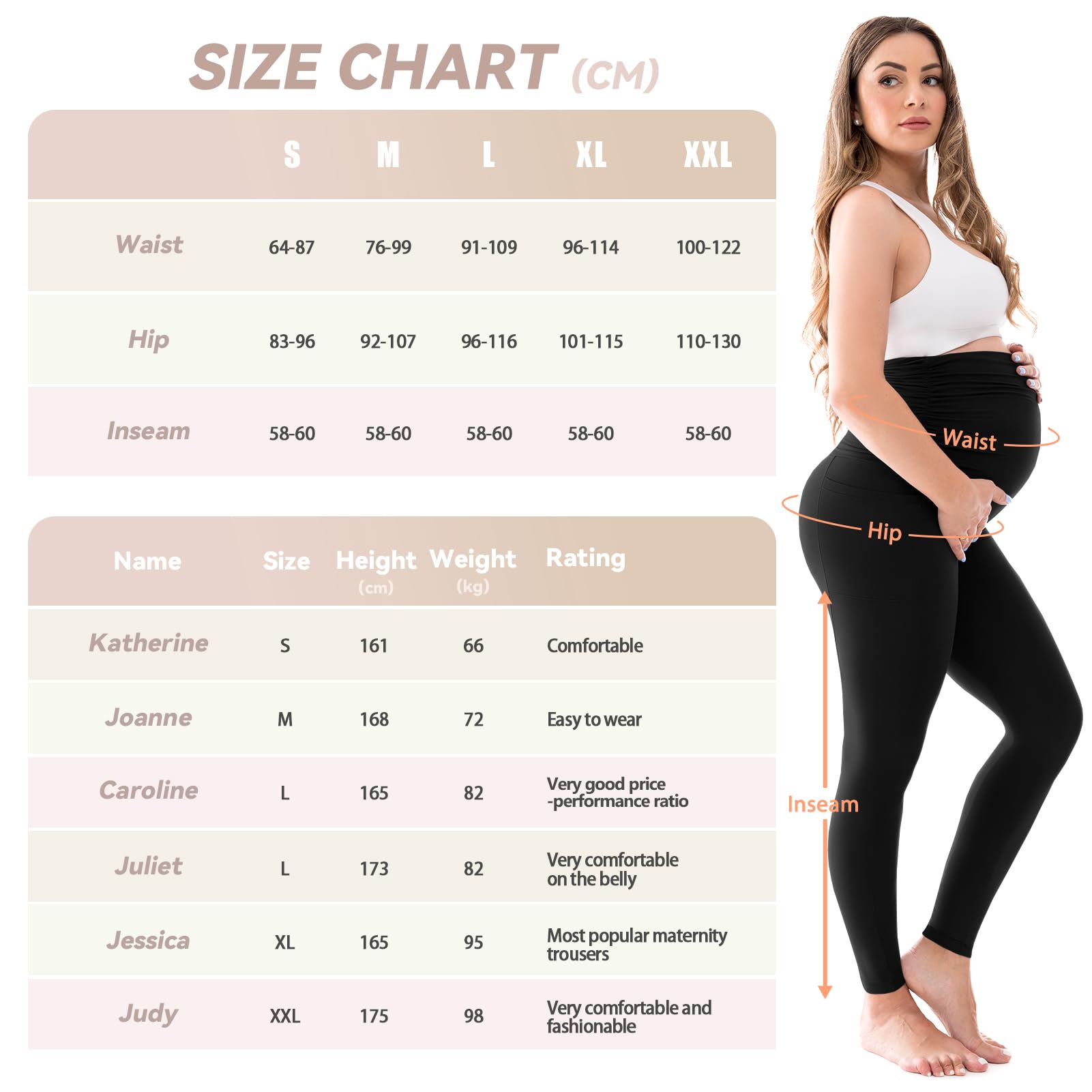 Walifrey Women's Maternity Leggings with Pockets Over The Belly,Pregnancy Yoga Pants Activewear Workout Leggings