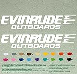 Pair of Evinrude Outboards Decals Vinyl Stickers Boat Outboard Motor Lot of 2 (12 inch, White 010)