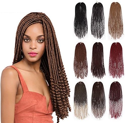 LMHair 3Pcs/Lot Black Women Torsional Braid Faux Locs Crochet Hair African Hollow Pigtail Upper Straight Soft Dread Lock Synthetic Braiding Hair Extension (3Packs/lot 4#)
