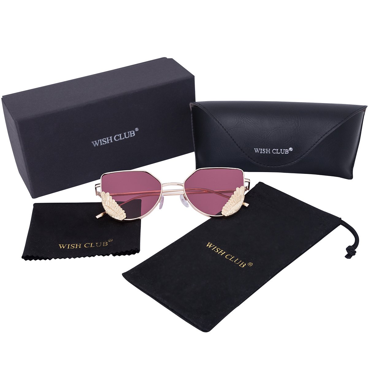 WISH CLUB Women Cat Eye Sunglasses Fashion Designer Transparent UV 400 Stylish Modern Party Glasses (Light Pink)