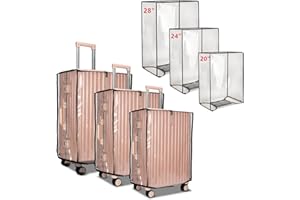 goldhik 3PCS Clear PVC Luggage Cover Protectors Thicken Transparent Waterproof Suitcase for Travel Airplane 20"+24"+28"