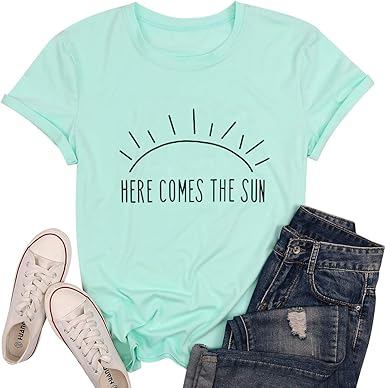 Here Comes The Sun T Shirt Summer Beach Tee Sunshine Graphic Print Vacation Shirt Top For Women Amazon Ca Clothing Accessories You just don't have to go no more, no more. amazon ca