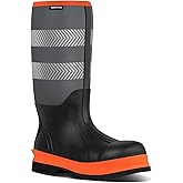 TerraTrax Men's Steel Toe Rubber Work Boots, Waterproof Neoprene Safety Boots with Puncture Proof Midsole - Oil & Chemical Resistant, Reflective High-Vis for Construction, Concrete, Roadwork