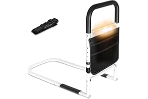 BEEYEO Bed Rails for Seniors, Bed Assist Rail for Seniors, Adjustable Height Bed Bars Bedside Fall Prevent Grab Bar with Stor